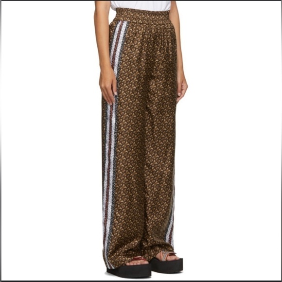 Burberry Brown Silk Seighford Monogram Trousers - Picture 1 of 9